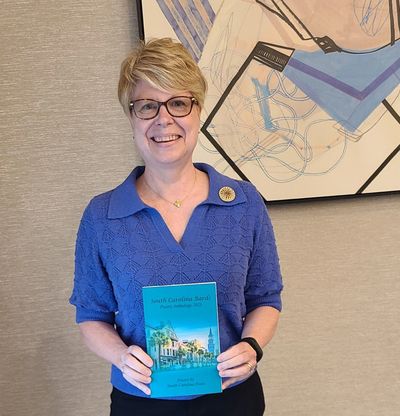 Melissa at book launch SC Bards Poetry Anthology 2023