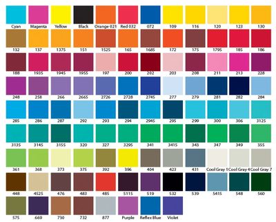 Pantone color chart for silicone wristbands