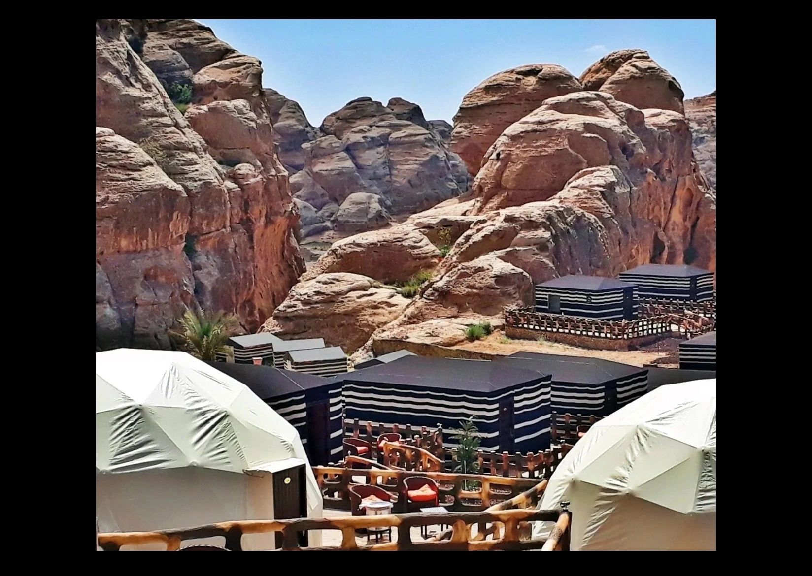 Dome Tents, Bubbles, and Cabins at the Seven Wonders Luxury Camp in Little Petra, close to Petra.