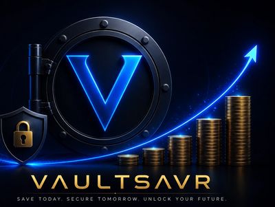 VaultSavr automated savings app logo with stacked coins and upward growth arrow.