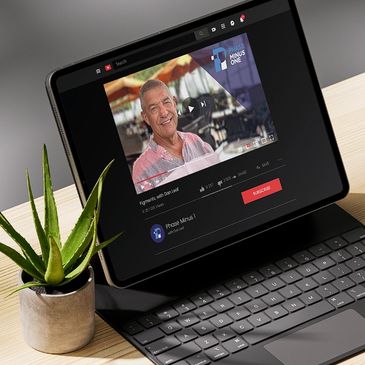Dan Leaf's online podcast being displayed on a laptop computer