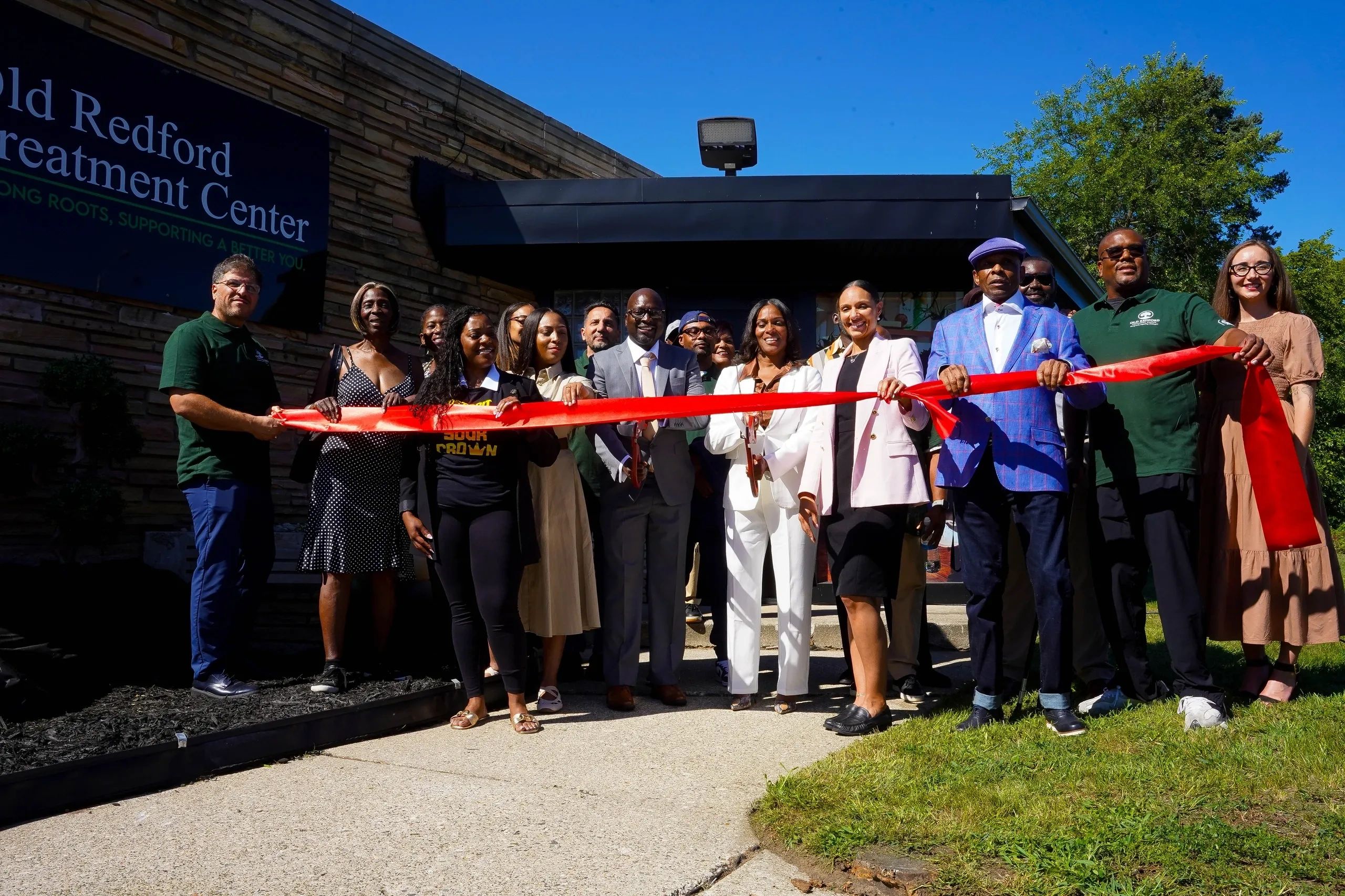 Ribbon-cutting ceremony outside Redford Treatment Center.