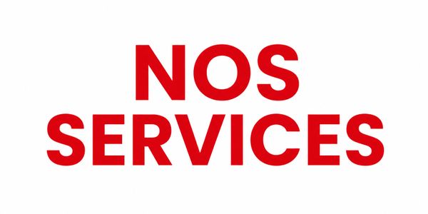 Red text saying 'NOS SERVICES' on a white background.