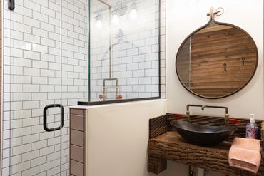 The master bedroom's ensuite bathroom in The Farmhouse at Firefly Lane.