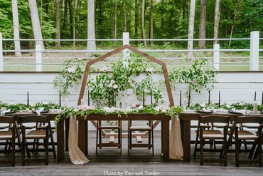 Open the glass doors for dinner on the back deck at the Reception Hall at Firefly Lane.