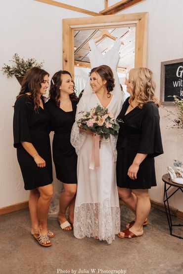 Bridal party portraits while getting ready for wedding day.