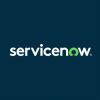 ServiceNow logo with a dark blue background.