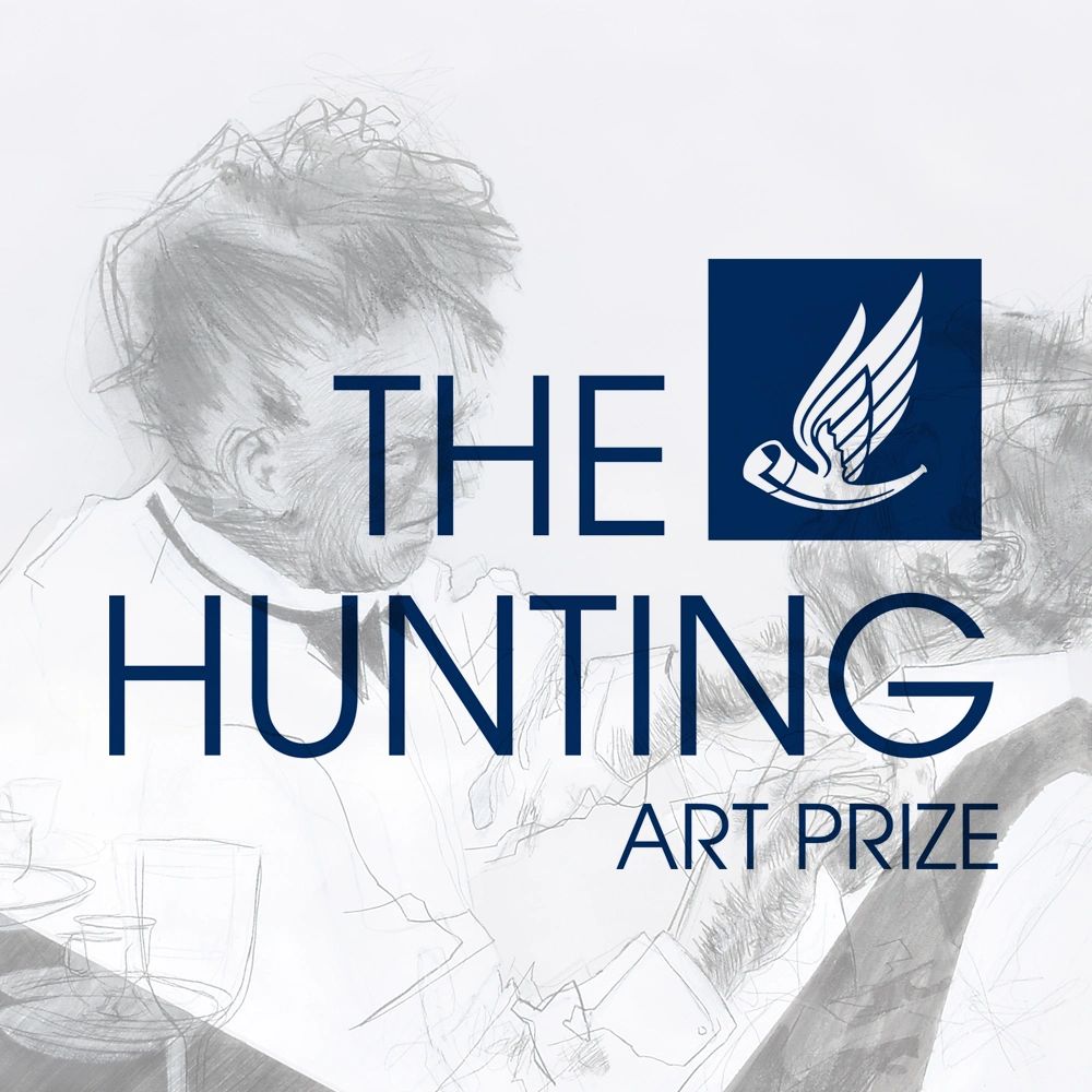 The Hunting Art Prize logo over Padaric's winning entry.