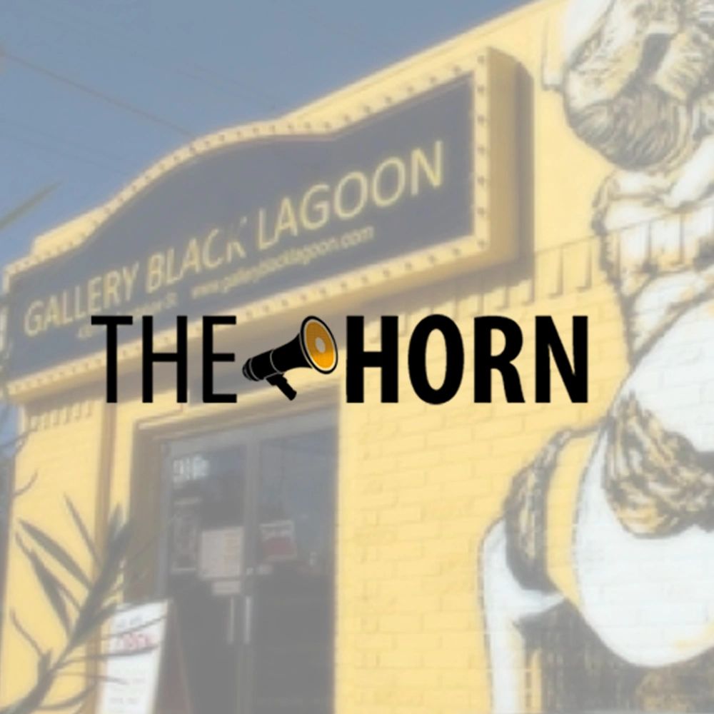 The Horn logo over a photo of the Gallery Black Lagoon