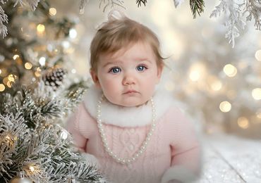 6 month old baby girl used AI generated new background