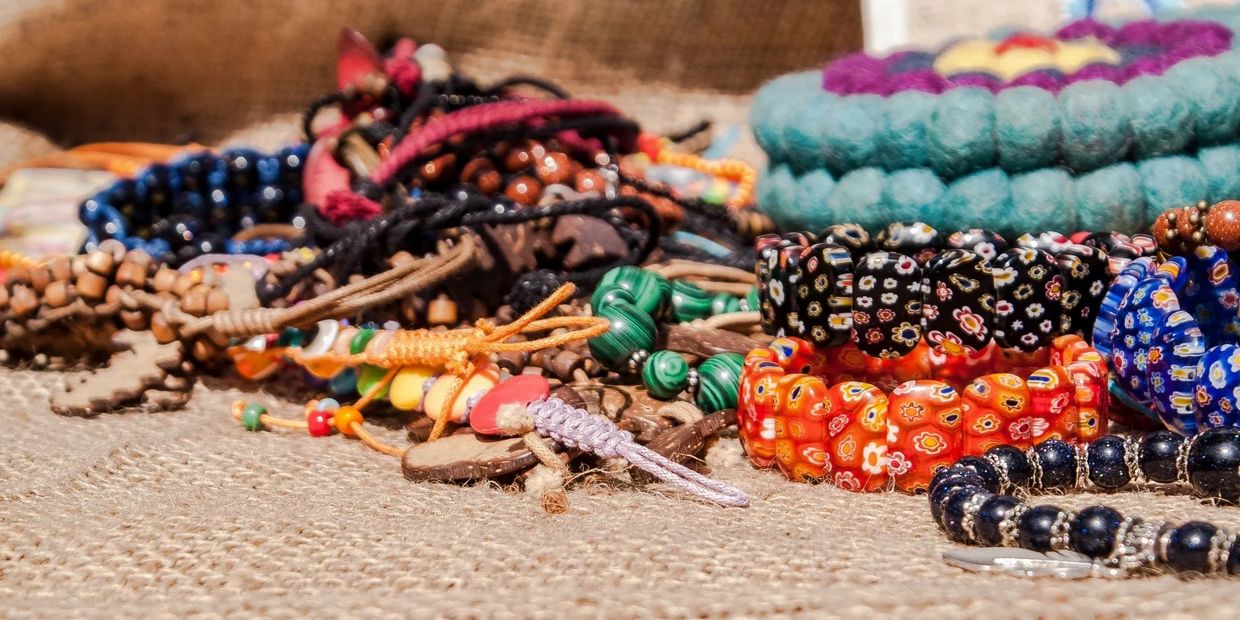 Stock images representing beads used for necklaces , earrings & bracelets.