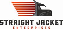 Logo of Straight Jacket Enterprises featuring a truck and red stripes.