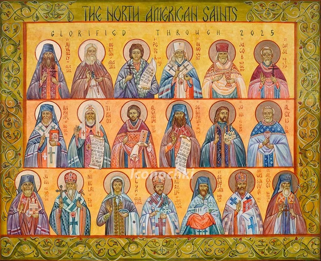 The North American Saints, Glorified through 2025. Egg Tempera. 22 x 38. Christ The Savior OCA Pari