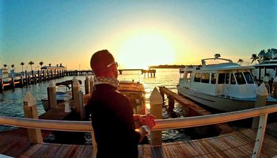 man watching the sunset i