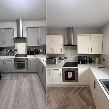 Sage green replacement kitchen doors for Sunderland kitchen makeovers
