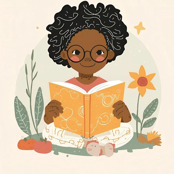 Young child reading a book