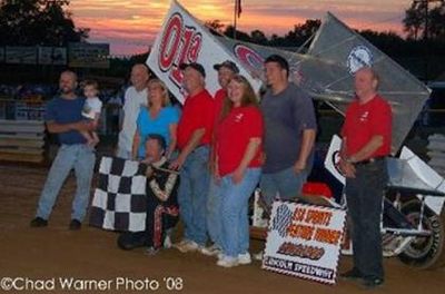Winners circle in the 01a car at Lincoln Speedway