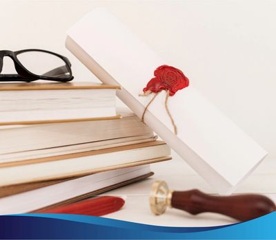 Spectacles; books; seal notary document; seal stamp