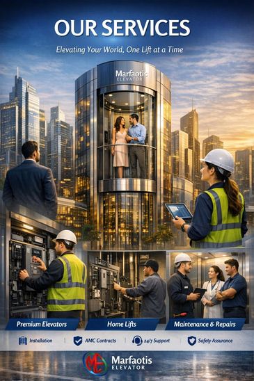 Elevator services including premium elevators, home lifts, and maintenance by Marfaotis Elevator.