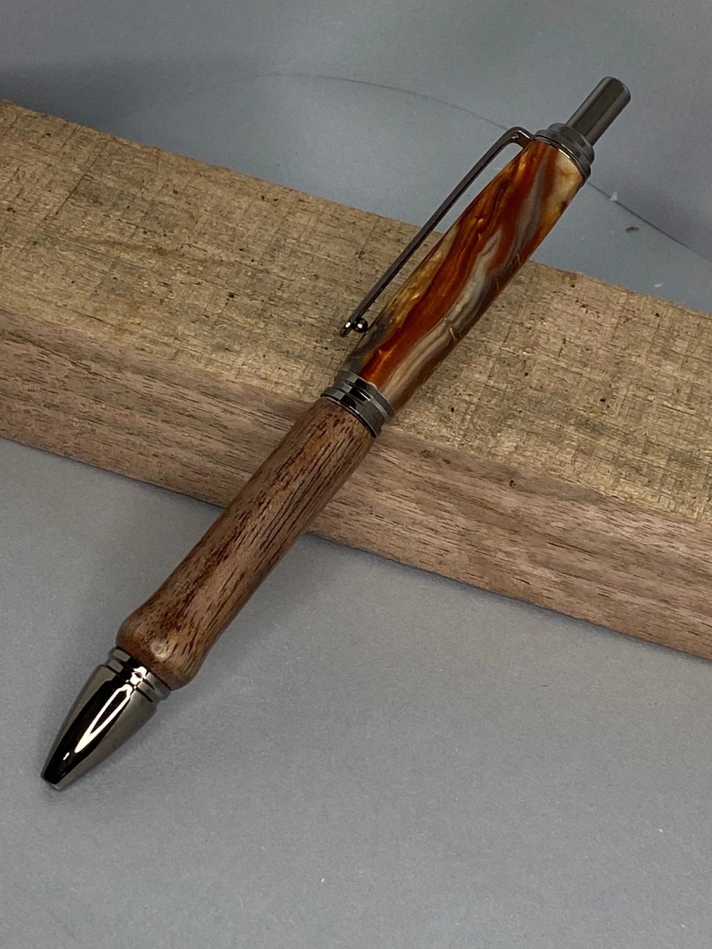 Slimline Gun Metal made in Walnut and  Earths Core Acrylic