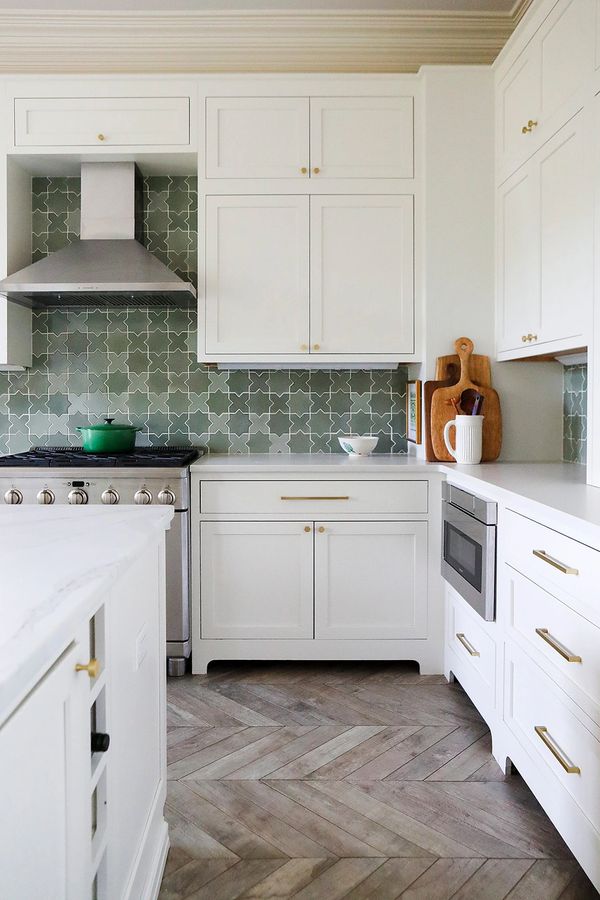White kitchen with handmade tile backsplash