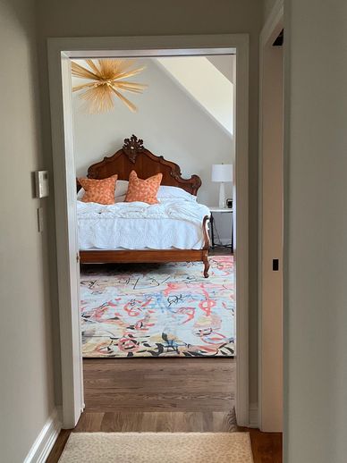 Looking into the new primary bedroom from the newly created hallway