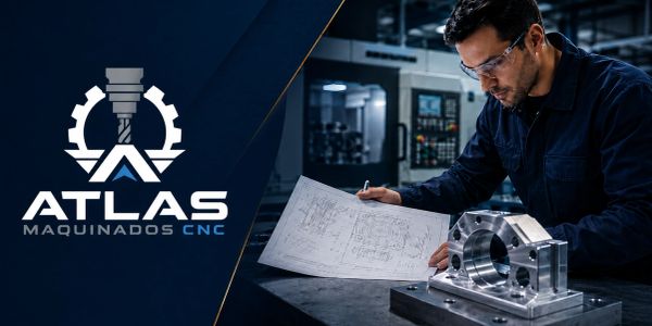 Ingeniero revisando planos en taller de CNC de Atlas Maquinados.