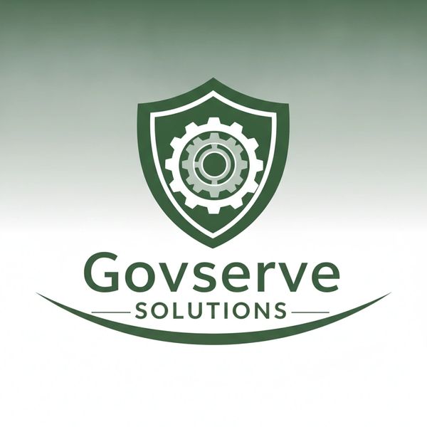 Logo of Govserve Solutions with a shield and gear design.