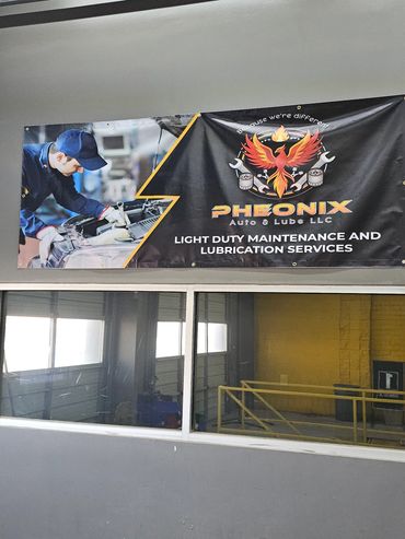 Banner for Pheonix Auto & Lube LLC offering light duty maintenance and lubrication services.