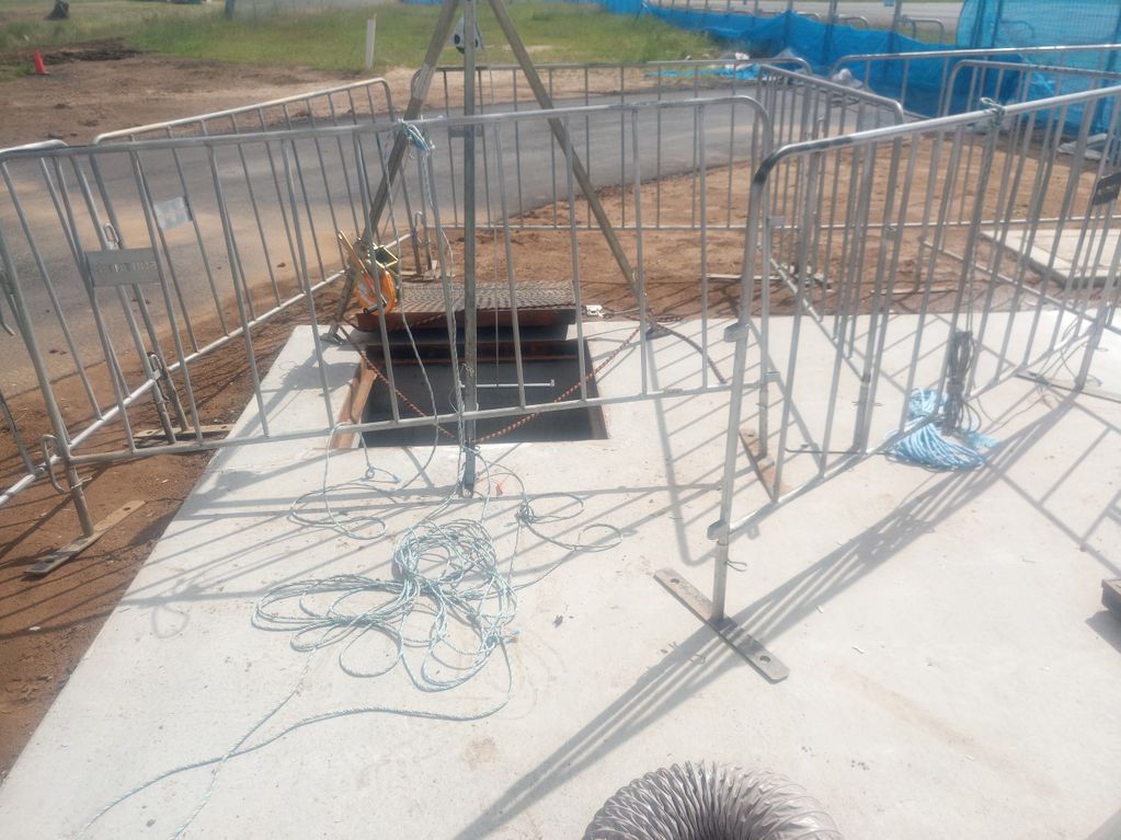 Confined space entry into fuel services pit airside at Amberley Air Base.