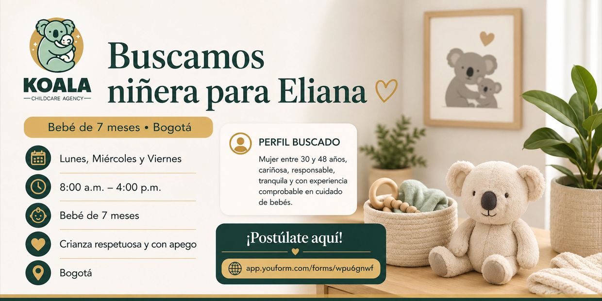 Anuncio para niñera en Bogotá para bebé de 7 meses.