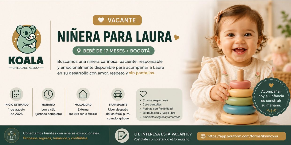 Anuncio de niñera para bebé de 17 meses en Bogotá.