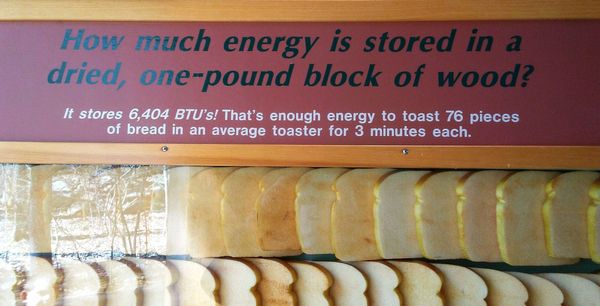 How much energy is stored in a one-pound block of firewood.