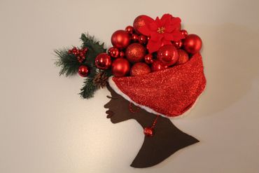 art, Christmas, ornaments, black lives matter, black woman, red, mistletoe, holiday, friends, crafts