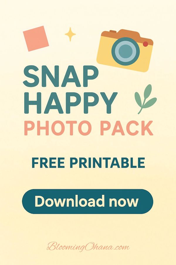 Free printable photography activity pack for kids. Page shows a cartoon camera, title ‘My Best Shot’