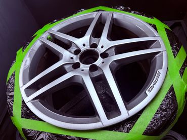 Damage removed from alloy wheel ready for primer