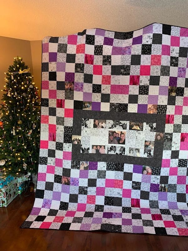 Photo block patchwork quilt client asked us to make