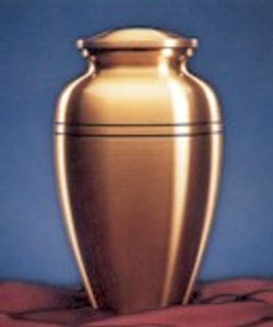 a bronze cremation urn