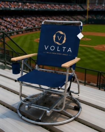 Volta 360 swivel outdoor chair relaxing while watching the big game.