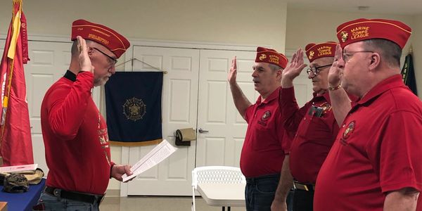 Middle Peninsula Detachment Commandant Dave Clements installing 2020-2021 elected officers. 