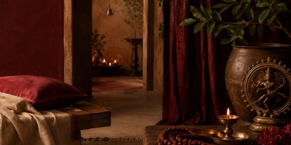 Cozy, warm corner with traditional decor and soft cushions.
