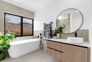 Tranquil bathroom, fixtures from our trusted suppliers, Reece, plumbing by JLC Plumbing