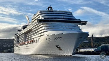 Cruise ship docked in Greenock docks