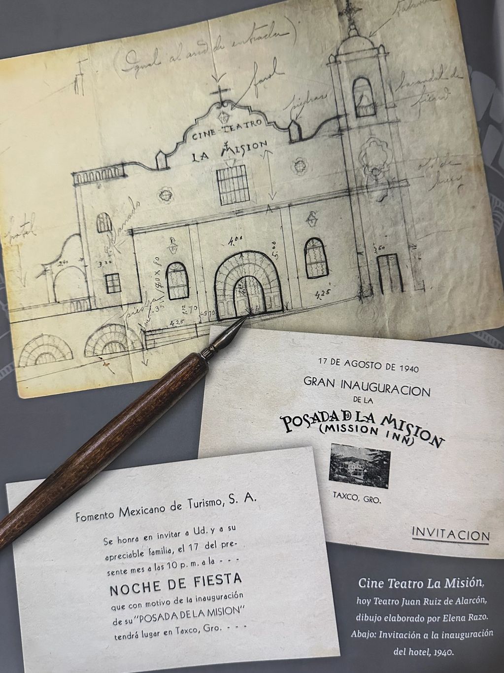 Dibujo e invitaciones de 1940