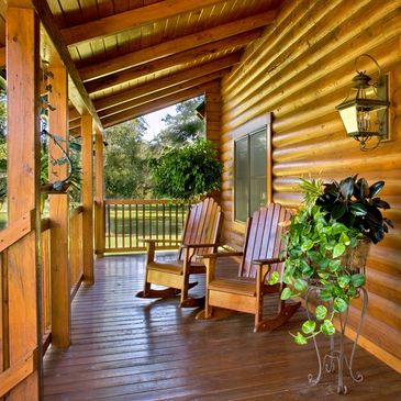 Cypress Log Home Front Porch in Florida