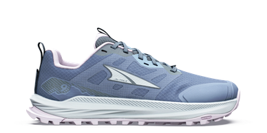 Light blue running shoe with white and black accents.