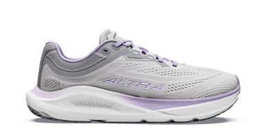 Gray and purple Altra running shoe.