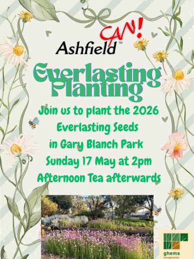 Event poster for Ashfield CAN! Everlasting Planting on May 17, 2026.