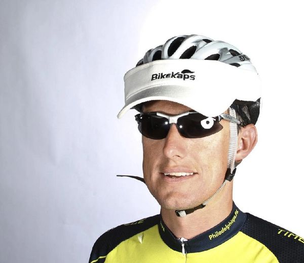 White BikeKaps visor protects from sun!