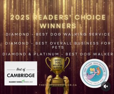 Cambridge Readers' Choice Awards
Best Dog Walking Service
Best Dog Walker
Best Business for Pets